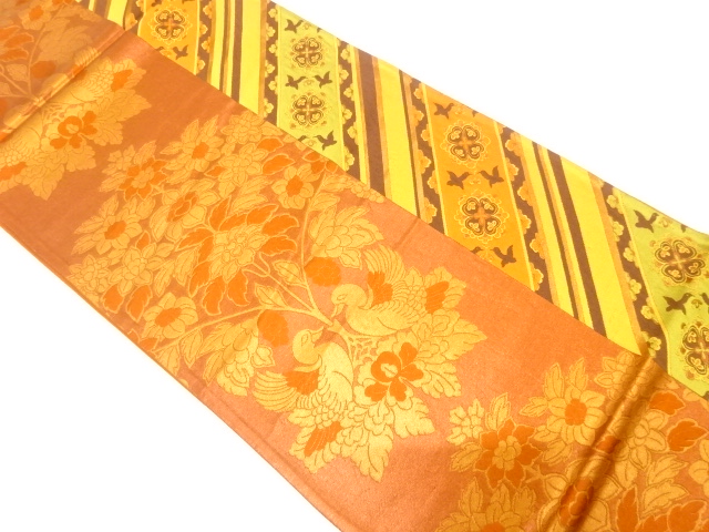 JAPANESE KIMONO / ANTIQUE FUKURO OBI / SILK / WOVEN FLORAL SARASA